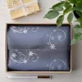 青いクリスマスに白い渦巻きと雪の結晶 薄葉紙 (ギフト)