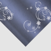 青いクリスマスに白い渦巻きと雪の結晶 薄葉紙 (詳細)