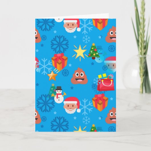 青いクリスマスのうんち絵文字 招待状 (正面)