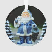 青いクリスマスのオーナメントのサンタクロース オーナメント (裏面)