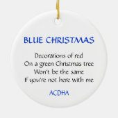 青いクリスマスのオーナメント セラミックオーナメント (裏面)