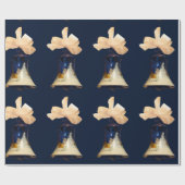 青いクリスマスのジングルベル ラッピングペーパー (フラット)