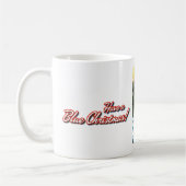 青いクリスマスのハワイのサーフのサンタのイラストレーション コーヒーマグカップ (左)