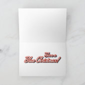 青いクリスマスのハワイのサーフのサンタのイラストレーション シーズンカード (内部)