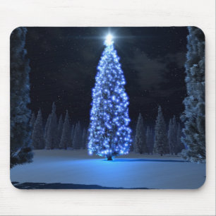 青いクリスマスのマウスパッド マウスパッド