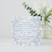 青いクリスマスの休日のパーティの白い雪片 招待状 (スタンド正面)