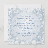 青いクリスマスの休日のパーティの白い雪片 招待状 (正面)