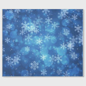 青いクリスマスの休日の輝き及び雪片 ラッピングペーパー (フラット)