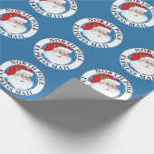 青いクリスマスの北極の速達サンタ ラッピングペーパー (角)