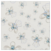 青いクリスマスの天使の信仰のシームレスなパターン ファブリック (クローズアップ)