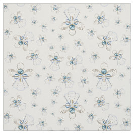 青いクリスマスの天使の信仰のシームレスなパターン ファブリック