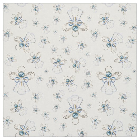 青いクリスマスの天使の信仰のシームレスなパターン ファブリック (見本)