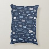 青いクリスマスの森林 アクセントクッション (裏面(縦))