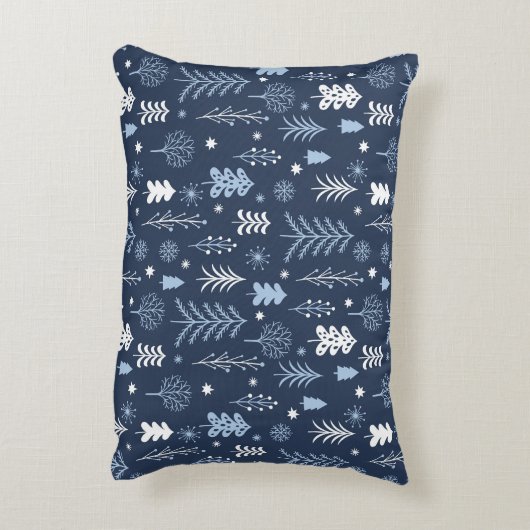 青いクリスマスの森林 アクセントクッション