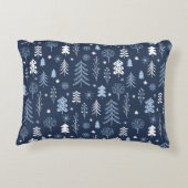青いクリスマスの森林 アクセントクッション (裏面)