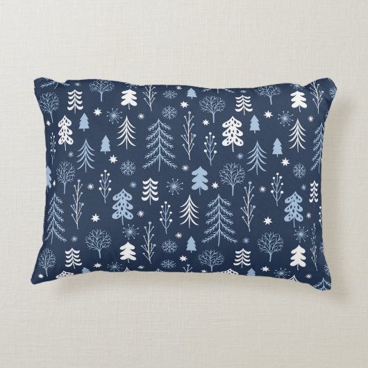 青いクリスマスの森林 アクセントクッション (裏面)