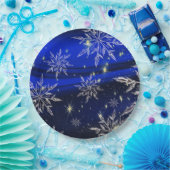 青いクリスマスの白い雪の休日 ペーパープレート (パーティー)