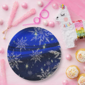 青いクリスマスの白い雪の休日 ペーパープレート (パーティー)