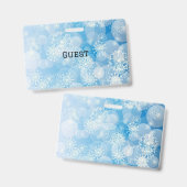 青いクリスマスの雪の結晶 バッジ (正面＆裏面)