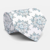青いクリスマスの雪の結晶、冬の吹雪パターン ネクタイ (ロール)