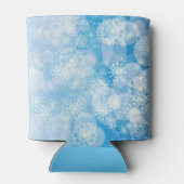 青いクリスマスの雪の結晶 缶クーラー (裏面)