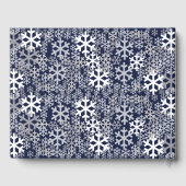 青いクリスマスの雪片パターン ゲストブック (裏面)