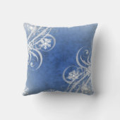 青いクリスマスの雪片 クッション (裏面)