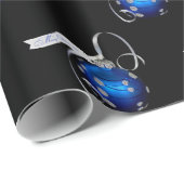 青いクリスマスの飾り ラッピングペーパー (ロールコーナー)