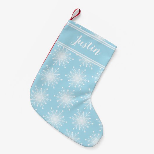 青いクリスマスは一流のストッキングを個人化します スモールクリスマスストッキング (正面 (吊り時))