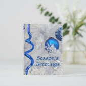 青いクリスマスオーナメントはcutomize シーズンポストカード (スタンド正面)