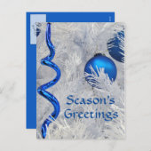 青いクリスマスオーナメントはcutomize シーズンポストカード (正面/裏面)