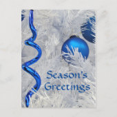 青いクリスマスオーナメントはcutomize シーズンポストカード (正面)