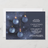 青いクリスマスオーナメントパーティー 招待状 (正面)