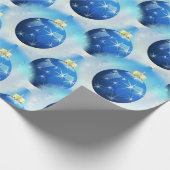 青いクリスマスオーナメント ラッピングペーパー (角)