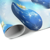 青いクリスマスオーナメント ラッピングペーパー (ロールコーナー)