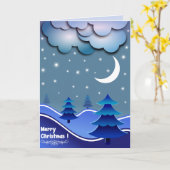 青いクリスマスカード カード (黄色い花)