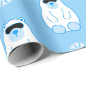 青いクリスマススノーフレークのシロクマ ラッピングペーパー (ロールコーナー)