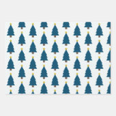 青いクリスマスツリーとゴールデンスター、並んで ラッピングペーパーシート (正面2)