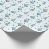 青いクリスマスツリーと雪 ラッピングペーパー (角)