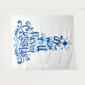 青いクリスマスツリーのことわざは挨拶を願う タペストリー (正面(横))