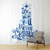 青いクリスマスツリーのことわざは挨拶を願う タペストリー (インサイチュ)