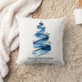 青いクリスマスツリーの水色 クッション (ブランケット)