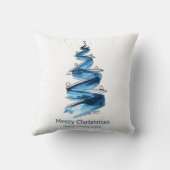 青いクリスマスツリーの水色 クッション (裏面)