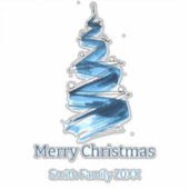 青いクリスマスツリーの水色 シール (正面)