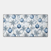 青いクリスマスツリーオーナメントパターン デスクマット (正面)