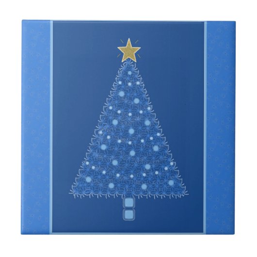 青いクリスマスツリータイル タイル (正面)