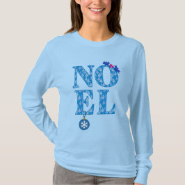青いクリスマスツリーパターンのNOEL Tシャツ