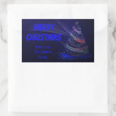 青いクリスマスツリー星の光の列エレガント 長方形シール (バッグ)