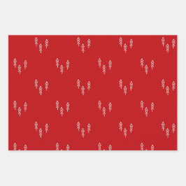 青いクリスマスツリー赤と白 ラッピングペーパーシート