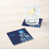 青いクリスマスツリー スクエアペーパーコースター (インサイチュ)